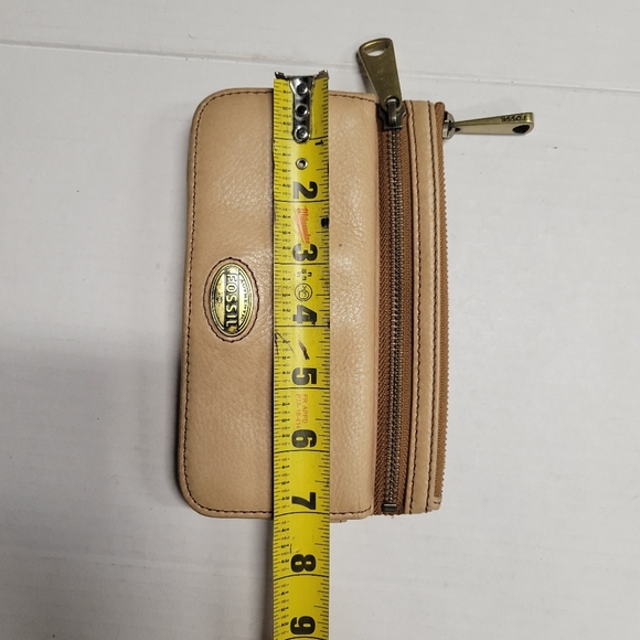 Fossil Explorer Wallet Leather Tan Zip Vintage Y2K - Picture 5 of 6